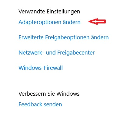 W10 Adapteroptionen