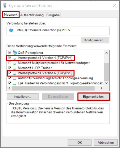 W10 und W11 - IPV4 IPv6