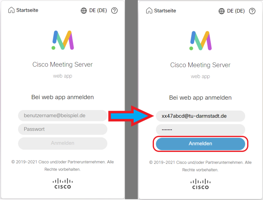 Cisco Meeting Server Anmeldung mit TU-ID