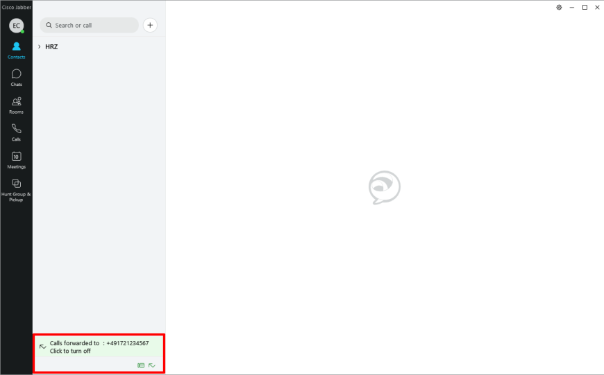 Screenshot: 5. Übersicht der erfolgten Rufnummernweiterleitung 