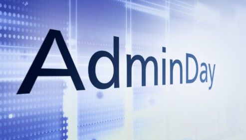 Schriftzug AdminDay von links nach rechts kleiner werdend.