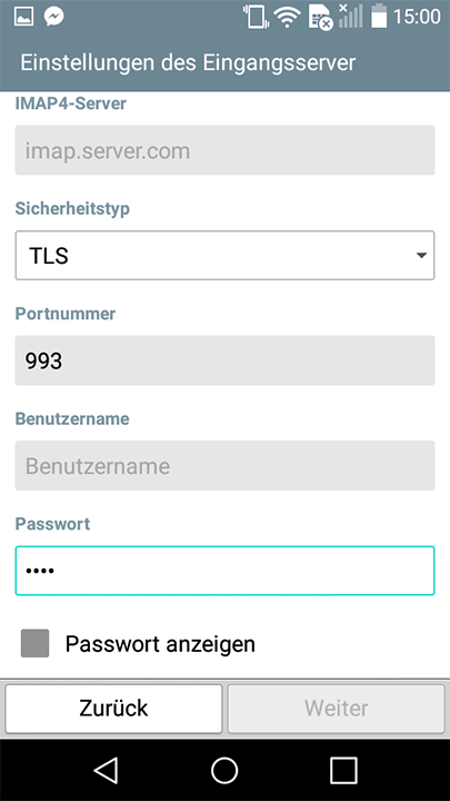 Einrichten der Linux-Mailbox unter Android - Schritt 4