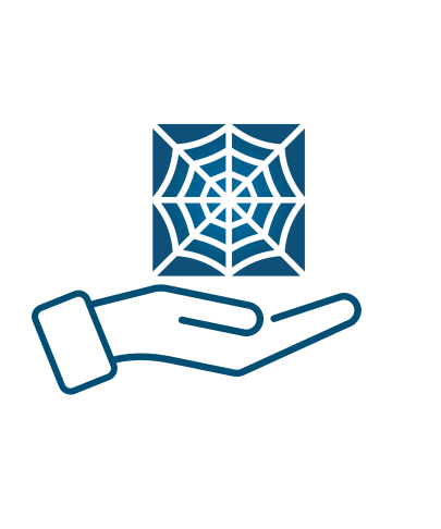 Graphisches Element Spinnennetz auf einer Hand (symbolisiert Verantwortlichkeit)