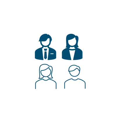 Vier Personen (symbolisiert Zielgruppe)