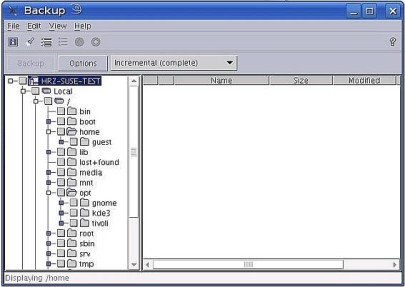 Screenshot: Backup unter Linux
