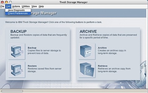 Screenshot: Backup Hauptmenü 