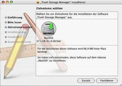 Screenshot: Installation unter macOS