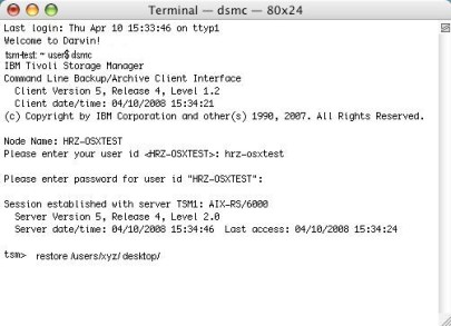 Screenshot: Restore unter macOS - Schritt 3