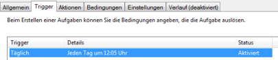Screenshot: Aufgabenplanung - Trigger