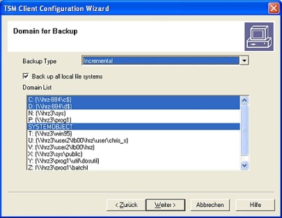 Screenshot: Konfiguration unter Windows