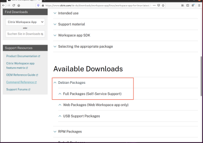 Screenshot Workspace-App_Ubuntu-Browser-Markierung_Auswahl_Download Debian